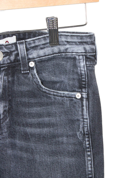 Amo Women Skinny Black Jeans Cotton Blend Button Mid Rise Size 26