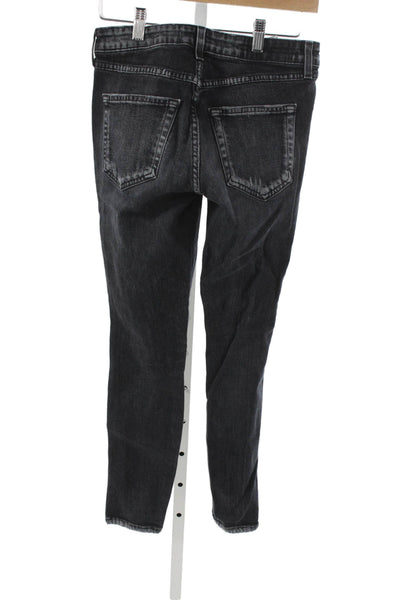 Amo Women Skinny Black Jeans Cotton Blend Button Mid Rise Size 26