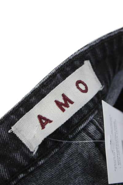 Amo Women Skinny Black Jeans Cotton Blend Button Mid Rise Size 26