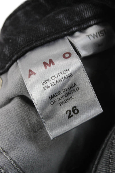 Amo Women Skinny Black Jeans Cotton Blend Button Mid Rise Size 26