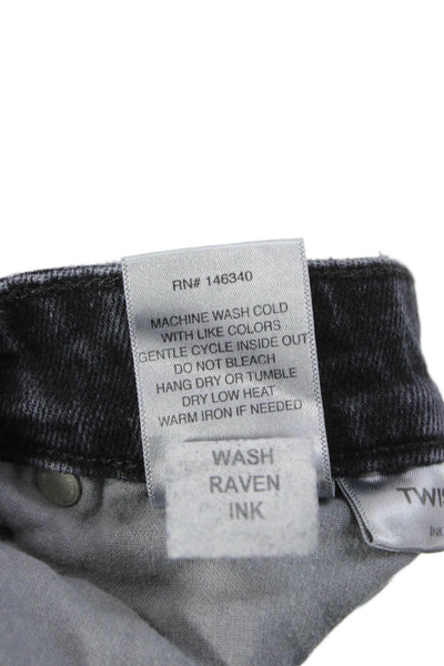 Amo Women Skinny Black Jeans Cotton Blend Button Mid Rise Size 26