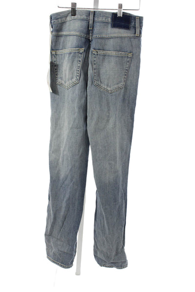 Amo Women Blue Straight Distressed Cotton Mid Rise Jeans Size 26