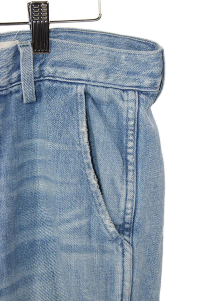 Amo Women Blue Tapered Jeans Distressed Mid Rise Cotton 26in Inseam Size 25