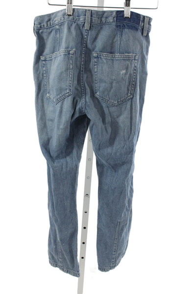 Amo Women Blue Tapered Jeans Distressed Mid Rise Cotton 26in Inseam Size 25
