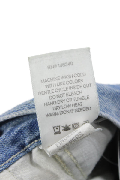 Amo Women Blue Tapered Jeans Distressed Mid Rise Cotton 26in Inseam Size 25