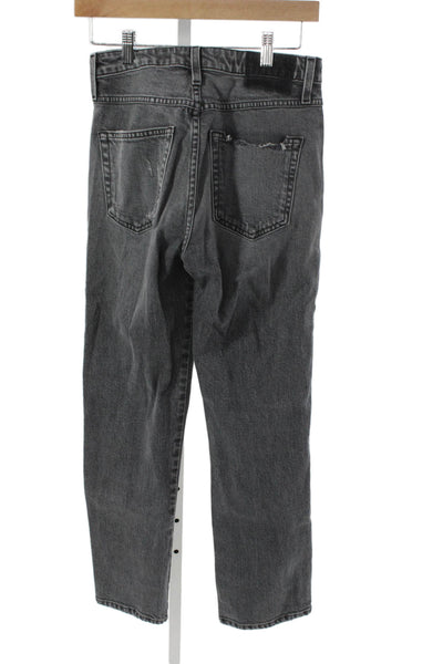 Amo Women Straight Mid Rise Distressed Gray Cotton Jeans Size 26