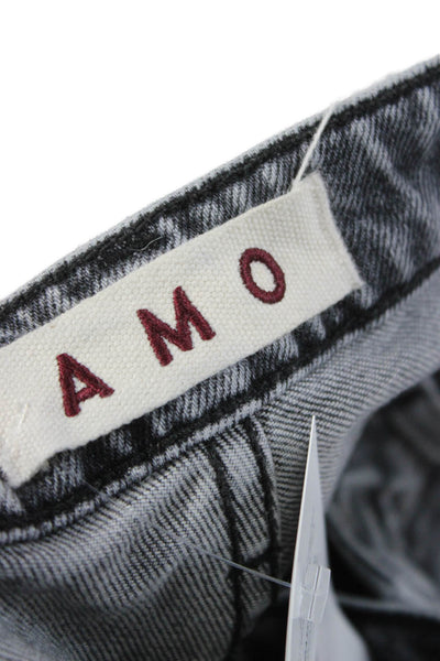 Amo Women Straight Mid Rise Distressed Gray Cotton Jeans Size 26