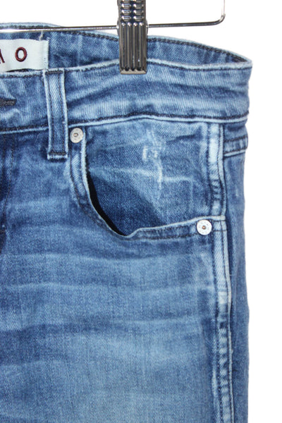Amo Unisex Skinny Jeans Blue Mid-Rise Distressed Cotton Size 26