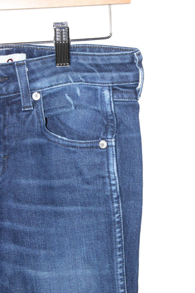Amo Unisex Adults Skinny Jeans Blue Cotton Mid Rise Button 26in Size 24