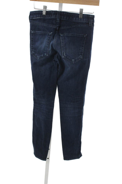 Amo Unisex Adults Skinny Jeans Blue Cotton Mid Rise Button 26in Size 24