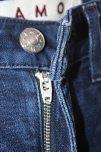 Amo Unisex Adults Skinny Jeans Blue Cotton Mid Rise Button 26in Size 24