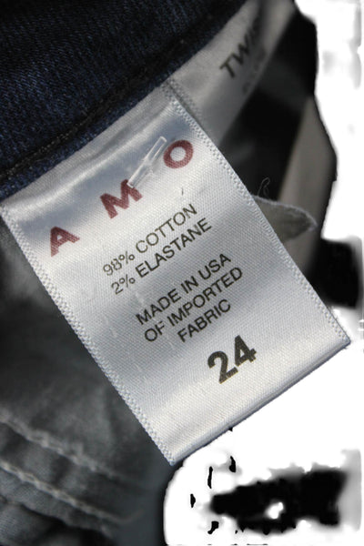 Amo Unisex Adults Skinny Jeans Blue Cotton Mid Rise Button 26in Size 24