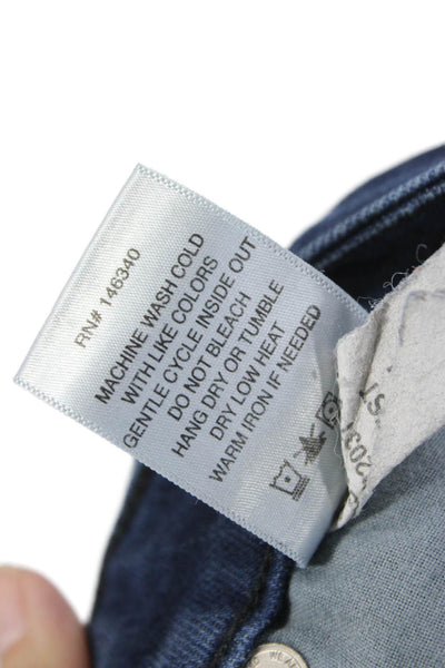 Amo Unisex Adults Skinny Jeans Blue Cotton Mid Rise Button 26in Size 24