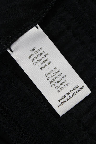 Cinq à Sept Women Black Mock Neck Sleeveless Tank Cotton Nylon Spandex Size M
