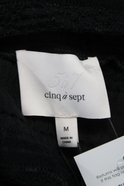 Cinq à Sept Women Black Mock Neck Sleeveless Tank Cotton Nylon Spandex Size M