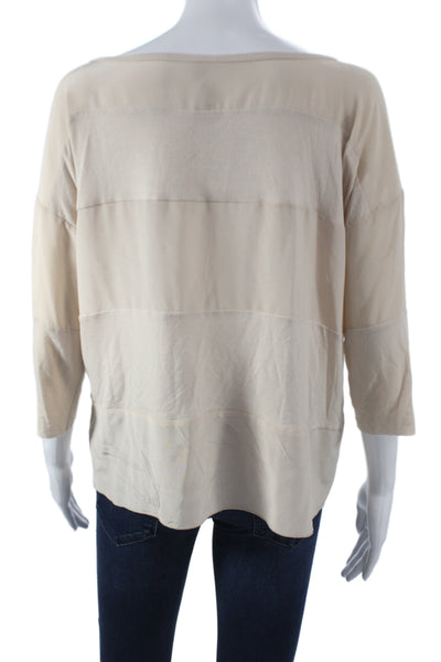 Bailey 44 Womens Beige Basic Blouse 3/4 Sleeve Round Neck Size S