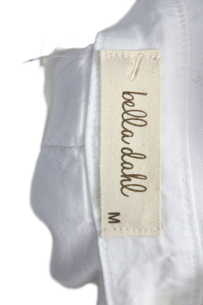 Bella Dahl Womens White Collared Button Up Long Sleeve Blouse Size M