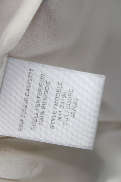 Joie Women Silk V-Neck Tie Long Sleeve Blouse White Size M