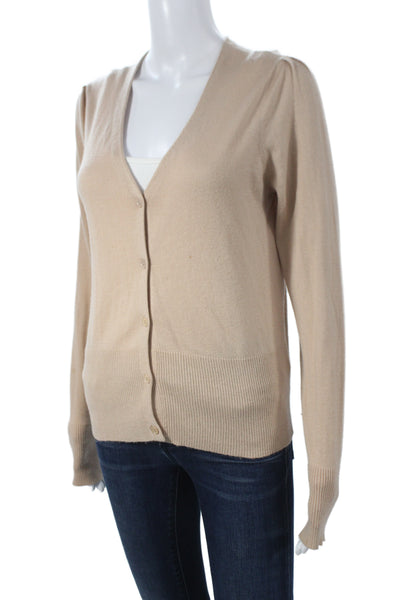 Joie Women Cardigan V-Neck Button Beige Long Sleeve Size M