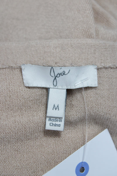 Joie Women Cardigan V-Neck Button Beige Long Sleeve Size M