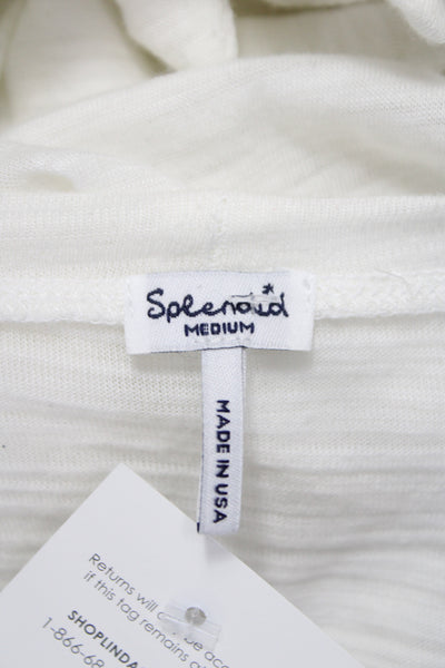 Splendid Womens Cardigan White V-Neck 3/4 Sleeve Button Size M