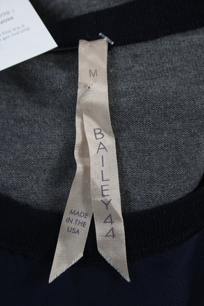 Bailey 44 Unisex Dark Blue Silk Crewneck Long Sleeve Pullover Sweater Size M
