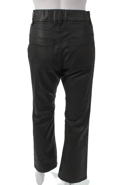 Flog Women Cropped Black Pants Button 98% Cotton Stretch Size 28