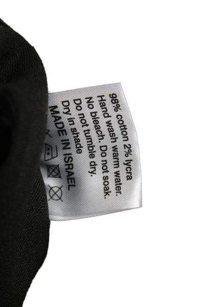 Flog Women Cropped Black Pants Button 98% Cotton Stretch Size 28