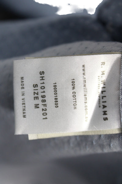 R.M. Williams Men's Light Blue Polka Dot Button-Down Shirt Cotton Size M