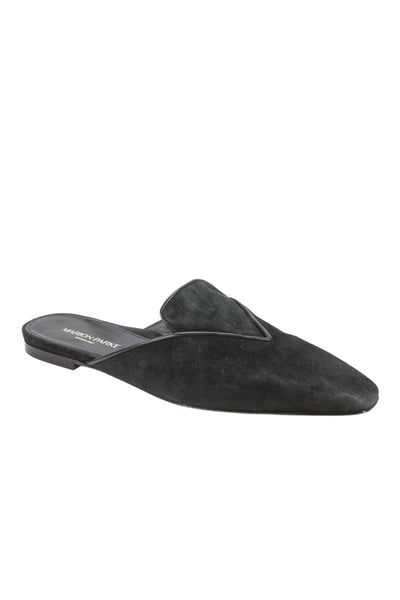 Marion Parke Womens Suede Flat Mules Shoes Black Size 8.5