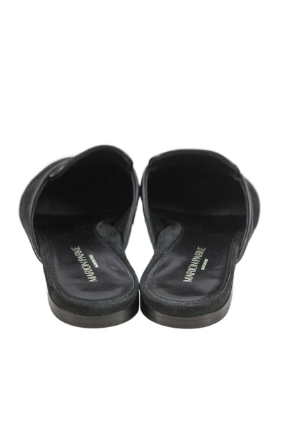 Marion Parke Womens Suede Flat Mules Shoes Black Size 8.5