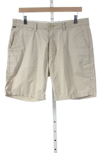 Scotch & Soda Men Chino Shorts Beige Button Cotton Elastane Size 31