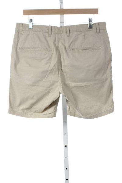 Scotch & Soda Men Chino Shorts Beige Button Cotton Elastane Size 31