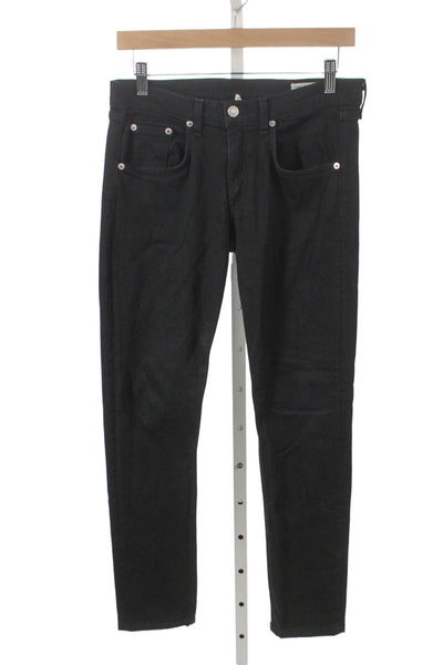 Rag & Bone Unisex Black Skinny Straight Jeans High Rise Cotton Size 27