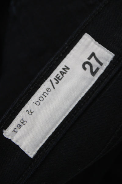Rag & Bone Unisex Black Skinny Straight Jeans High Rise Cotton Size 27