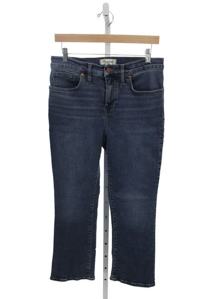 Madewell Women High Rise Straight Cropped Jeans Dark Blue Size 29