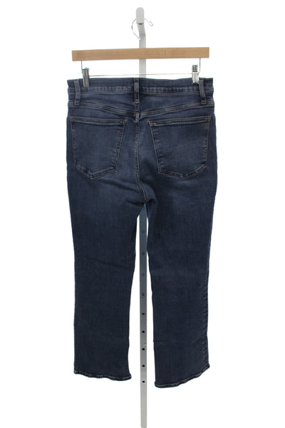Madewell Women High Rise Straight Cropped Jeans Dark Blue Size 29