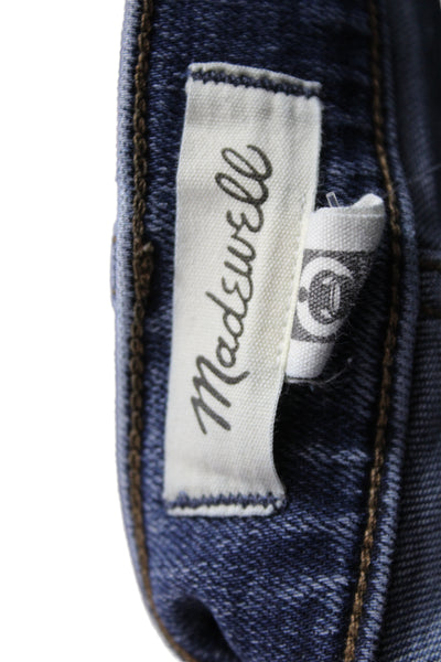 Madewell Women High Rise Straight Cropped Jeans Dark Blue Size 29