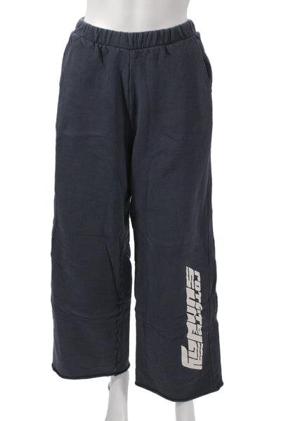 ROTATE Unisex Sweatpants Dark Blue Graphic Motorcycle Organic Cotton Size 4