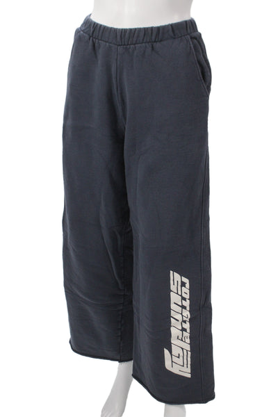ROTATE Unisex Sweatpants Dark Blue Graphic Motorcycle Organic Cotton Size 4