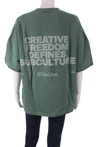 Zara Unisex Green Cotton Graphic 80s Crew Neck Short Sleeve T-Shirt Size S