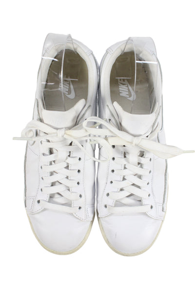 Nike Womens Lace Up Logo Blazer Low LE Sneakers White Leather Size 8