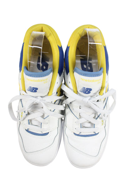 New Balance Womens Lace Up Logo 550 Leather Trainers Sneakers White Yellow 6.5