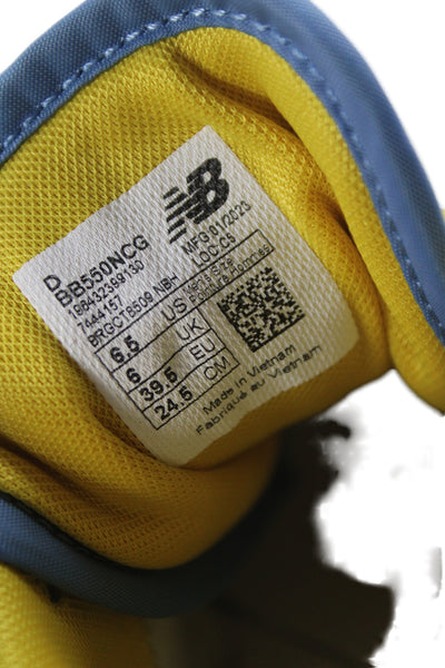 New Balance Womens Lace Up Logo 550 Leather Trainers Sneakers White Yellow 6.5
