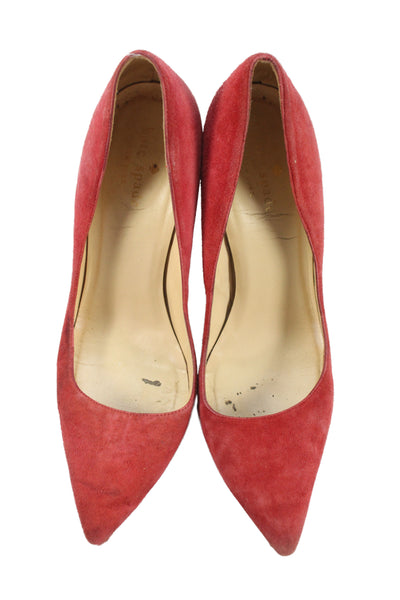Kate Spade New York Womens Stiletto Pointed Toe Suede Pumps Red Size 7B