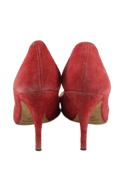 Kate Spade New York Womens Stiletto Pointed Toe Suede Pumps Red Size 7B