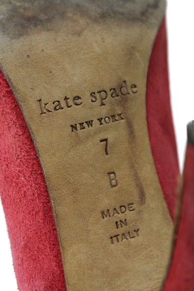 Kate Spade New York Womens Stiletto Pointed Toe Suede Pumps Red Size 7B