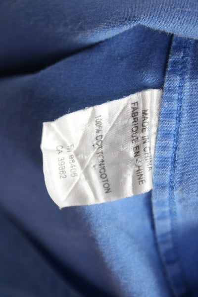 Theory Womens Blue Cotton Collared Button-Up Long Sleeve Top Size L