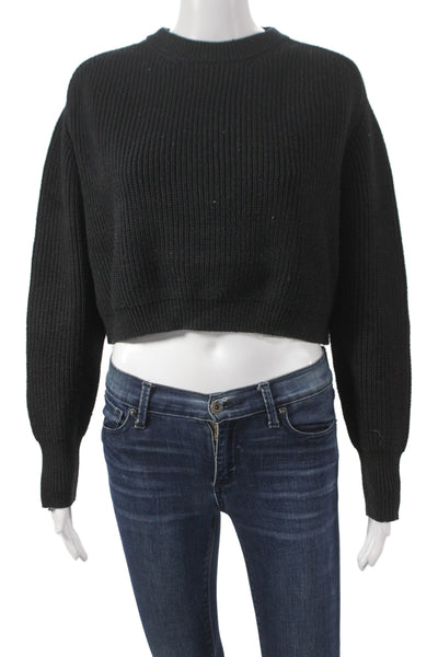 Zara Women Pullover Sweater Black Crew Neck Long Sleeve Size L