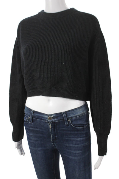 Zara Women Pullover Sweater Black Crew Neck Long Sleeve Size L